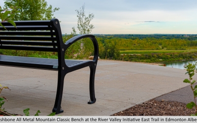 Wishbone All Metal Mountain Classic Bench at the River Valley Initiative East Trail in Edmonton Alberta